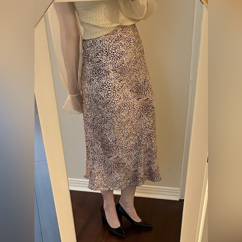 Urban Outfitters Leopard Print Satin Like Slip Skirt Bias Cut Size Small